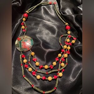Christmas Holiday Elegant Multicolor Beaded Necklace
